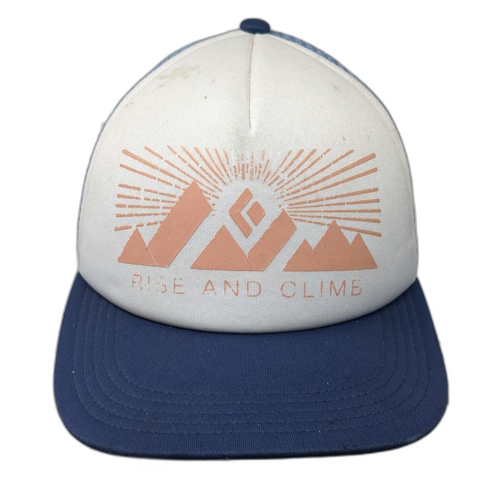 Black Diamond Trucker Hat Blue One Size Rise and Climb Mountain Outdoor Snapback